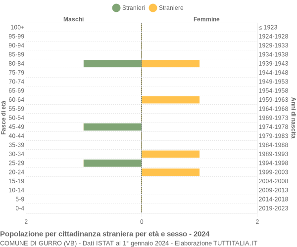 Grafico cittadini stranieri - Gurro 2024