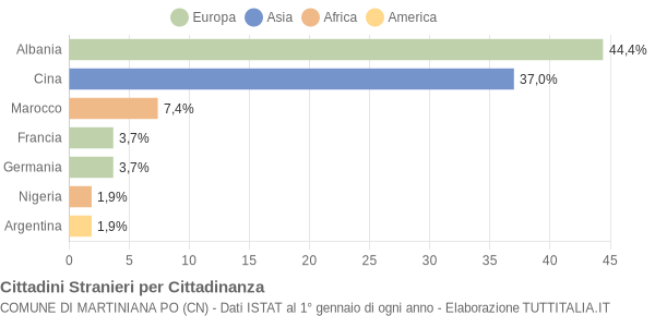 Grafico cittadinanza stranieri - Martiniana Po 2004