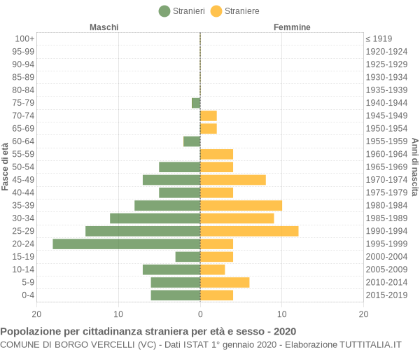 Grafico cittadini stranieri - Borgo Vercelli 2020