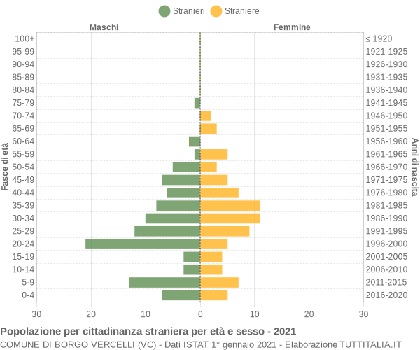 Grafico cittadini stranieri - Borgo Vercelli 2021