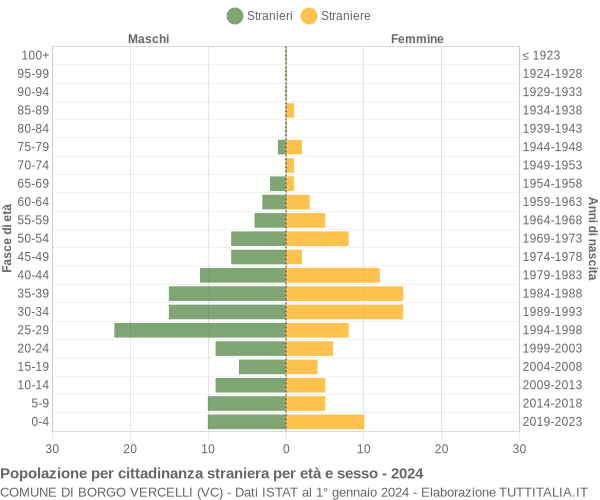 Grafico cittadini stranieri - Borgo Vercelli 2024