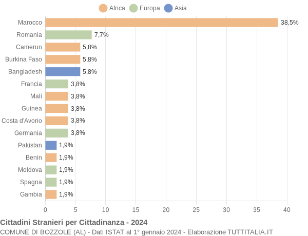 Grafico cittadinanza stranieri - Bozzole 2024