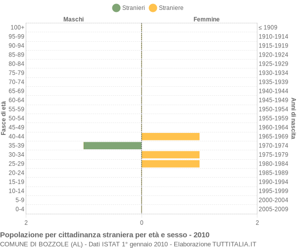 Grafico cittadini stranieri - Bozzole 2010