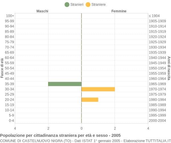Grafico cittadini stranieri - Castelnuovo Nigra 2005
