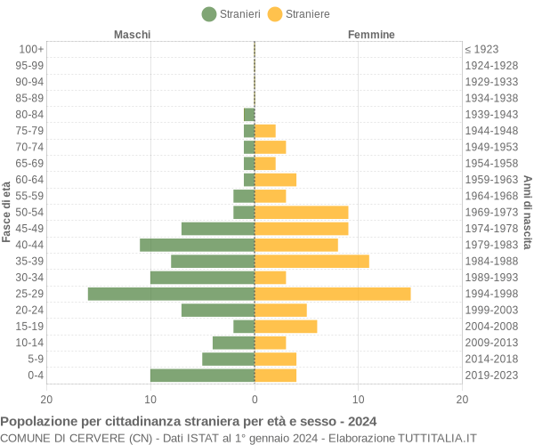 Grafico cittadini stranieri - Cervere 2024