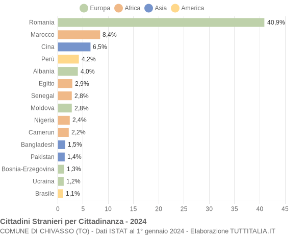 Grafico cittadinanza stranieri - Chivasso 2024