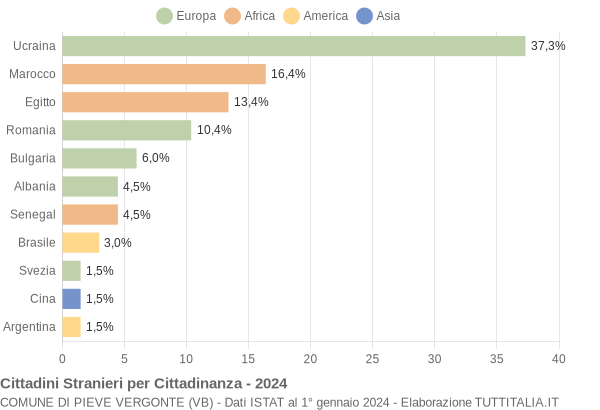 Grafico cittadinanza stranieri - Pieve Vergonte 2024