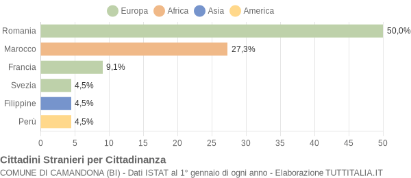 Grafico cittadinanza stranieri - Camandona 2009