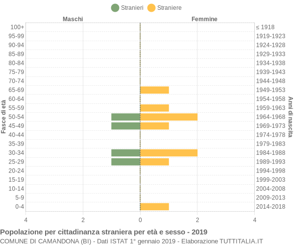 Grafico cittadini stranieri - Camandona 2019