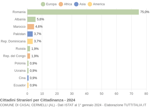 Grafico cittadinanza stranieri - Casal Cermelli 2024