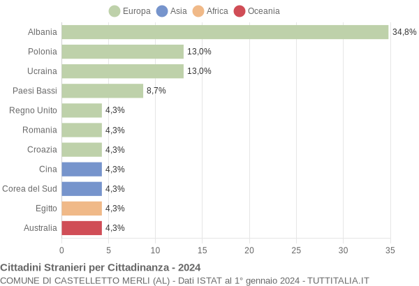 Grafico cittadinanza stranieri - Castelletto Merli 2024