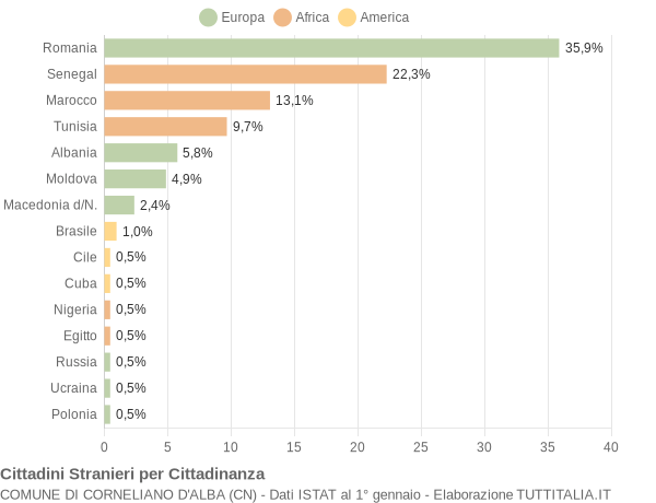 Grafico cittadinanza stranieri - Corneliano d'Alba 2014