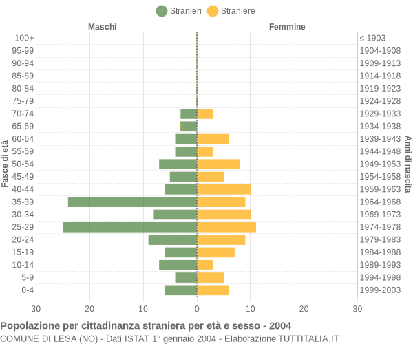 Grafico cittadini stranieri - Lesa 2004