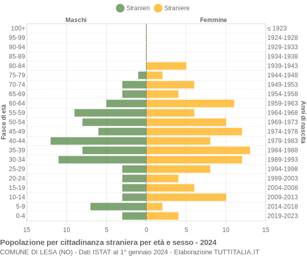 Grafico cittadini stranieri - Lesa 2024