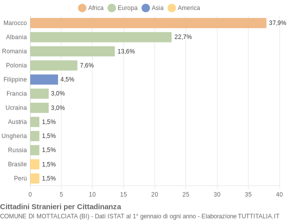 Grafico cittadinanza stranieri - Mottalciata 2008