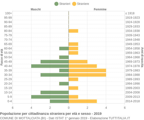 Grafico cittadini stranieri - Mottalciata 2019