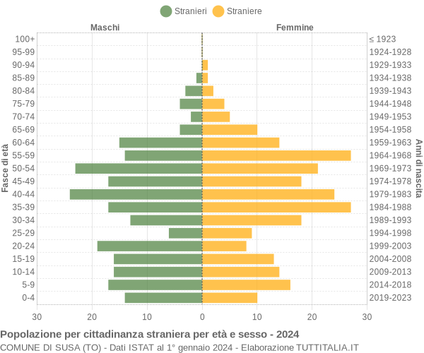 Grafico cittadini stranieri - Susa 2024