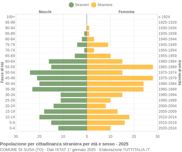 Grafico cittadini stranieri - Susa 2025