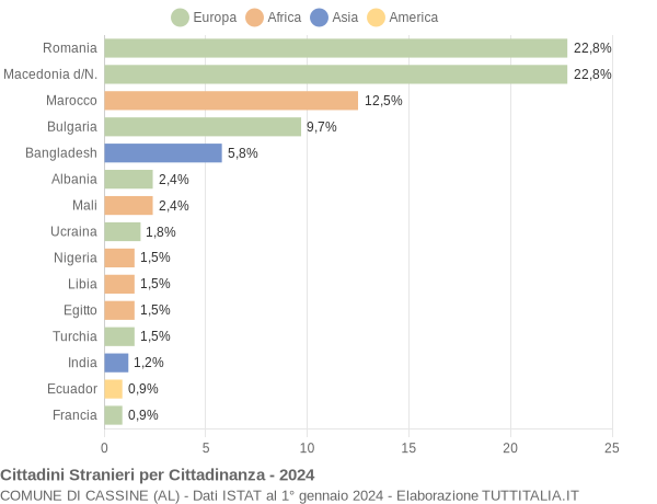 Grafico cittadinanza stranieri - Cassine 2024