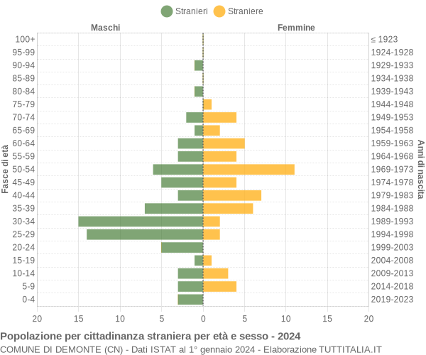 Grafico cittadini stranieri - Demonte 2024