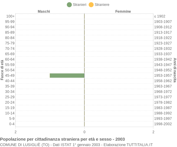 Grafico cittadini stranieri - Lusigliè 2003