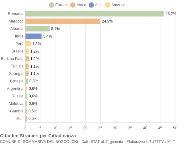 Grafico cittadinanza stranieri - Sommariva del Bosco 2022