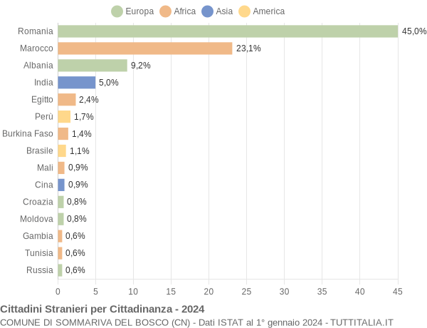 Grafico cittadinanza stranieri - Sommariva del Bosco 2024