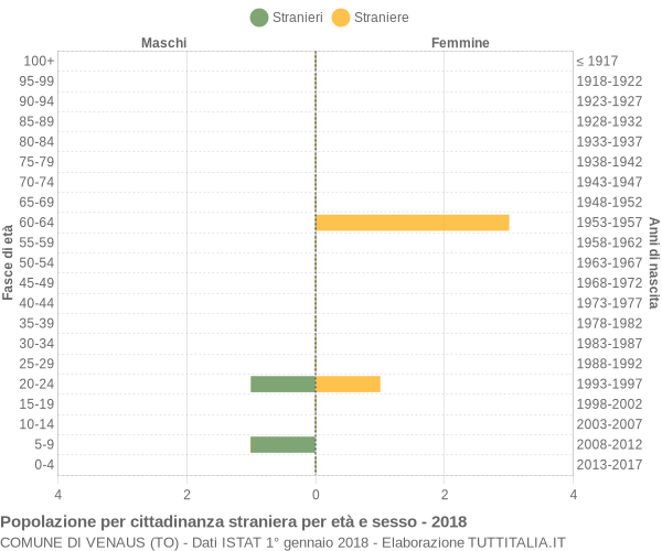 Grafico cittadini stranieri - Venaus 2018