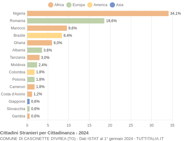 Grafico cittadinanza stranieri - Cascinette d'Ivrea 2024