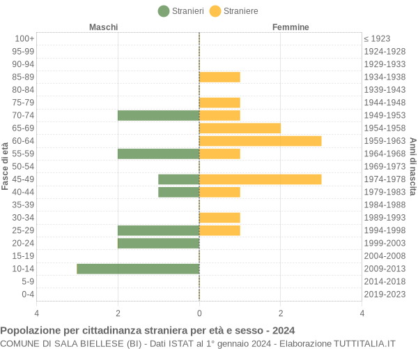 Grafico cittadini stranieri - Sala Biellese 2024