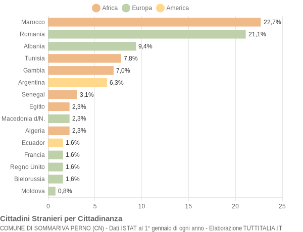 Grafico cittadinanza stranieri - Sommariva Perno 2004