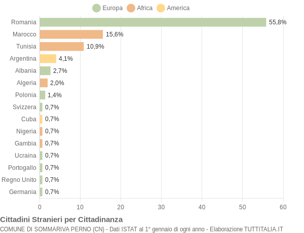 Grafico cittadinanza stranieri - Sommariva Perno 2008