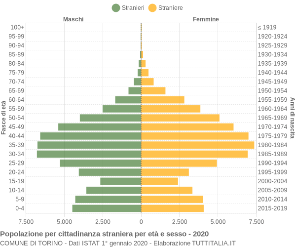 Grafico cittadini stranieri - Torino 2020