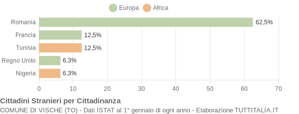 Grafico cittadinanza stranieri - Vische 2005