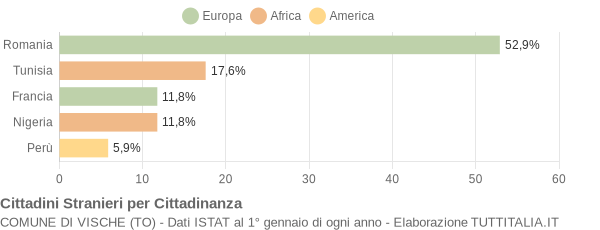 Grafico cittadinanza stranieri - Vische 2006