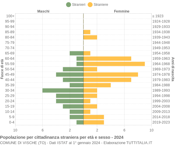 Grafico cittadini stranieri - Vische 2024