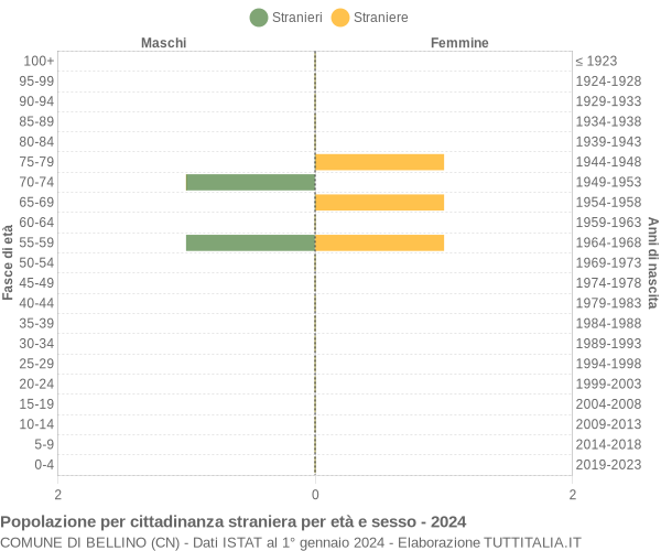 Grafico cittadini stranieri - Bellino 2024