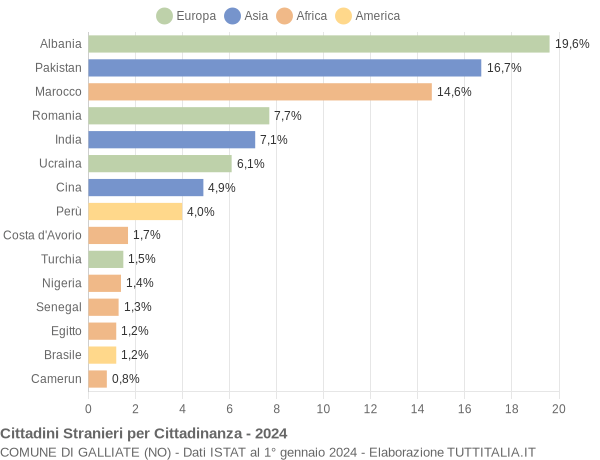 Grafico cittadinanza stranieri - Galliate 2024