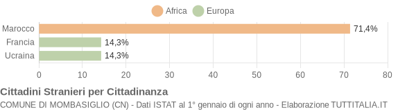 Grafico cittadinanza stranieri - Mombasiglio 2004