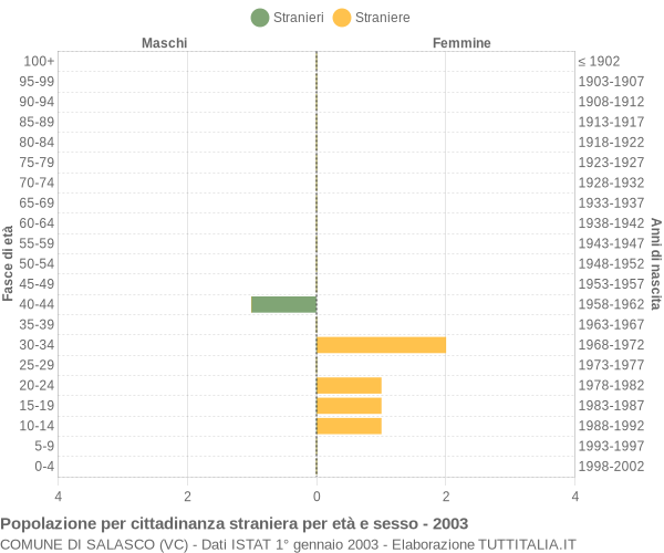 Grafico cittadini stranieri - Salasco 2003