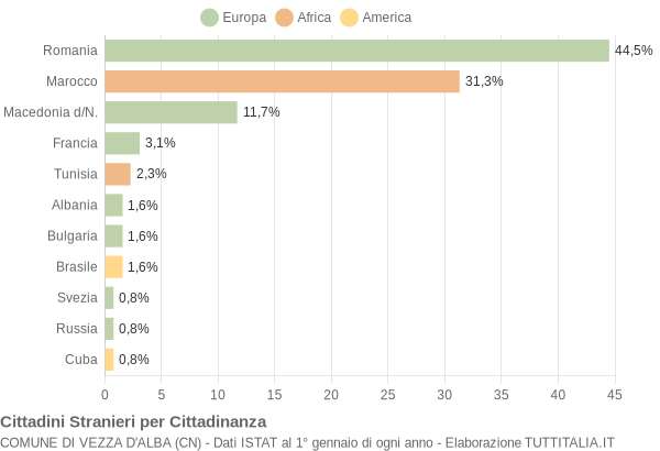 Grafico cittadinanza stranieri - Vezza d'Alba 2009