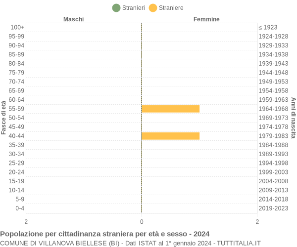 Grafico cittadini stranieri - Villanova Biellese 2024