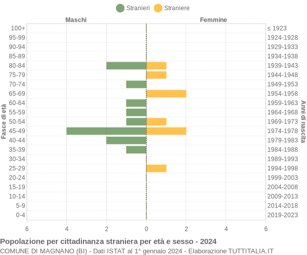 Grafico cittadini stranieri - Magnano 2024