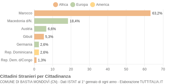 Grafico cittadinanza stranieri - Bastia Mondovì 2009