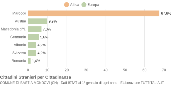 Grafico cittadinanza stranieri - Bastia Mondovì 2022