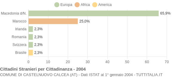 Grafico cittadinanza stranieri - Castelnuovo Calcea 2004