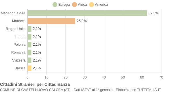 Grafico cittadinanza stranieri - Castelnuovo Calcea 2005