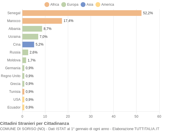 Grafico cittadinanza stranieri - Soriso 2013