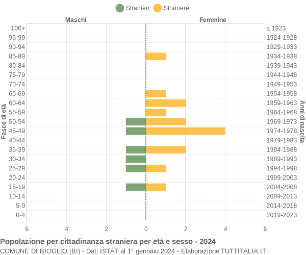 Grafico cittadini stranieri - Bioglio 2024