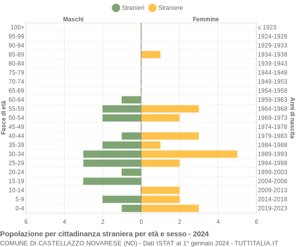 Grafico cittadini stranieri - Castellazzo Novarese 2024